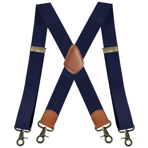 Multipurpose Mens Elastic Suspenders Adjustable With-Navy Blue