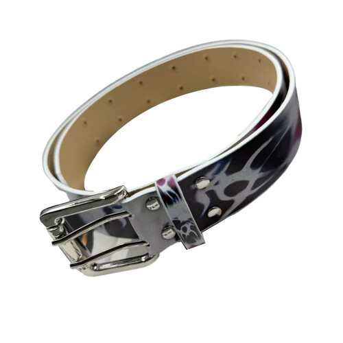 Fashion Forward Adjustable Graffiti Belt with PU-black