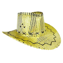 Multifunctional Polyester Sequined Western Hat Lightweight-Gold