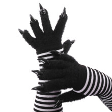 Faux Furs Plush Cats Claw Gloves Fursuit Animal-white black
