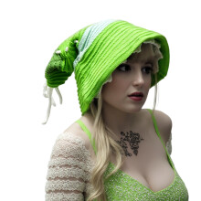 Warm Knitted Witch Hat with Long Tail Elastic Comfortable-Green