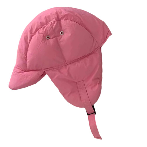Polyester Fiber Warm Hat With Ear Flap Windproof For-Rose Red