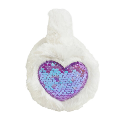 Adjustable Sequins Heart Earmuffs for Children-White Foldable