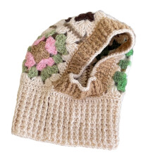 Multifunctional Crochet Balaclava Serving as Hat and Neck-Beige