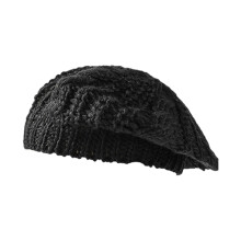 Solid Color Slouch Hat with Cable Knit Design Soft Warm-Black