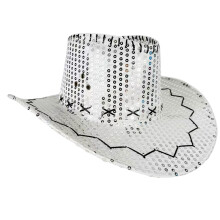 Sequined Western Cowboy Hats for Festivals Parties and-Silver
