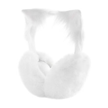 Plush Kitten EarMuffs for Women and Kids Ear Warmer Furry-White