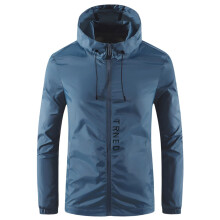Men's Sun Protection Jacket Hoodie Long Sleeve Quick Dry Cycling Jacket Lightweight Wind Hooded Coat Blue 4XL