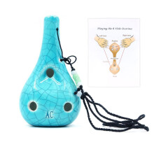 6Hole Ocarina, Wine Bottle Style Alto C Ocarina, Ice Crack Glazed Craft Blue