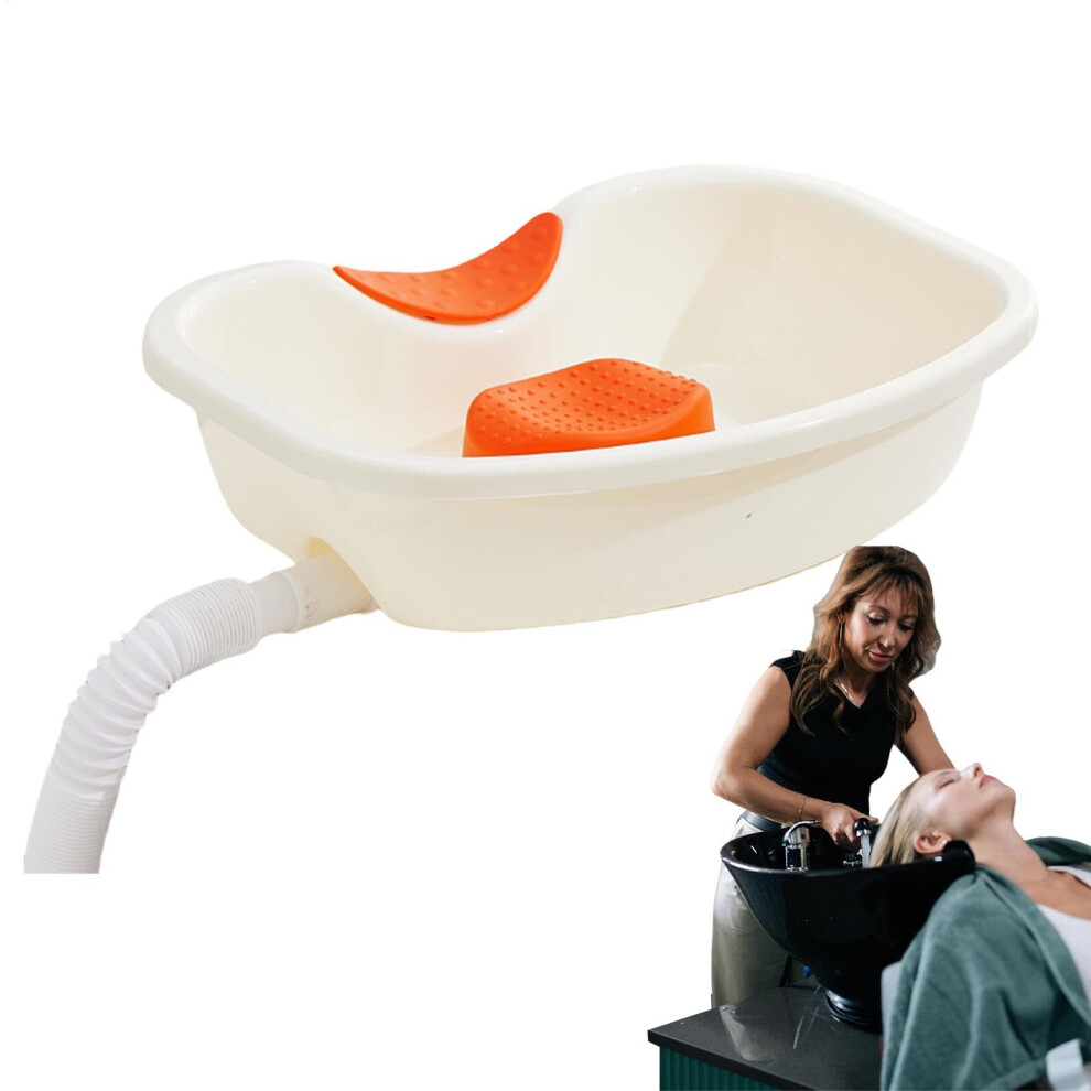 Portable Shampoo Bowl Bedside Hair Washing Station Neck Support Drain Hose Reusable Buddy Tray Elderly Disabled White