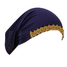 Muslimische einfarbige, weiche Turban-Mütze, Spitze,-Marineblau