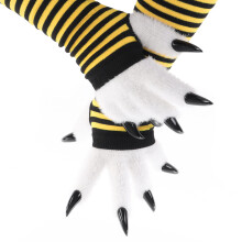 Cats Paws Handschoenen met klauw Cosplay Animal Paws-geel wit
