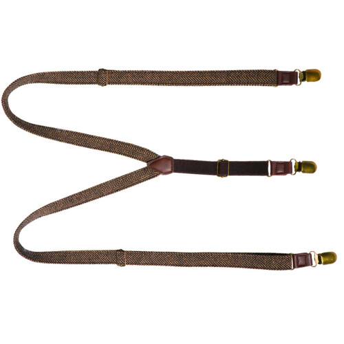 Klassieke herenbretels met drie clips, jacquard, elastisch