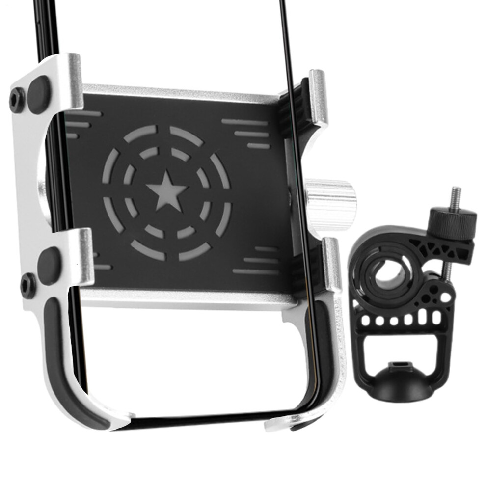 Handlebar Phone Mount Rotating Adjustable Smartphone Stand For Motorcycle Bicycle Electric Scooter Silver 9189345982231