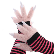 Kattenklauwhandschoenen Therians Paws Harige Fursuit Paws-Roze