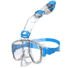 Diving Masks Foldable Anti Fog Snorkel Mask Set With Full Dry System For Adults And Kids Blue S/M
