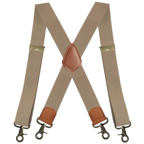 Modieuze herenbretels, elastische X-clip-ontwerpbretels-Beige