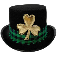 Familiegrootte Patrick's Day hoge hoed ademende stof,-Zwart