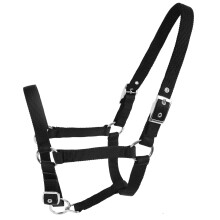 Adjustable Horse Halter Rope Noseband with Satin Hardware, Prevents Friction, Adjustable Fit Black M