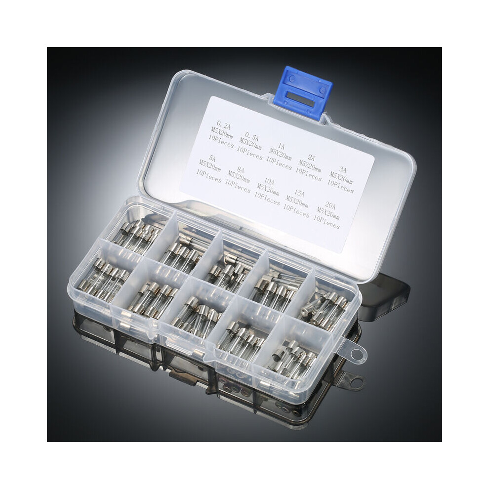 Quick Blow Glass Tube Fuse Assorted Kit, Clear Tone Set Provides Fast Blowing Protect, Clear Plastic Box Offers Separated Easy Access To Your Silver 9190834604886