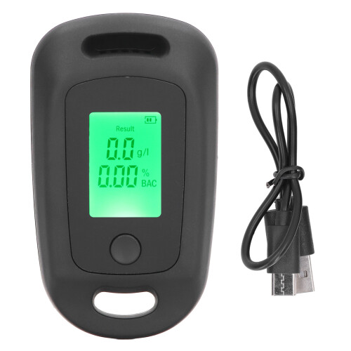 Portable LCD Screen Alcohol Tester with USB Recharge Black High Precision 1