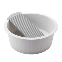 Portable Wash Basin with NonSlip Washboard, Grey Plastic Laundry Tub for Camping and Home Use