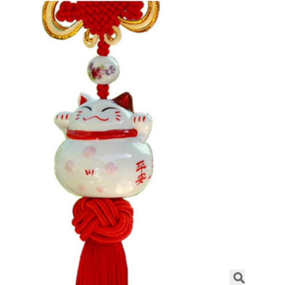 Positive Energy Lucky Cat Mirror Decor, Creative Swinging Kitten Figurine For Car Rear View Mirror Pendant, Resin Quality Pendant With Authentic 9190834912066