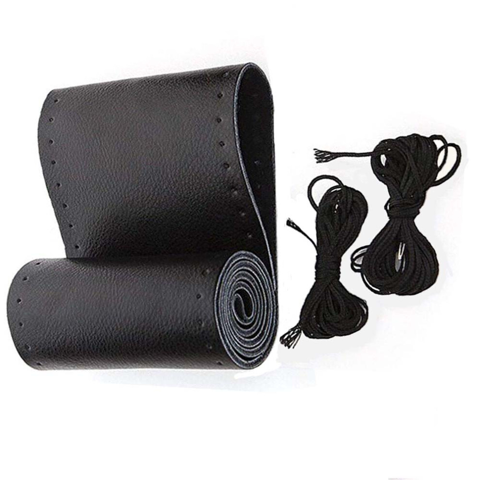 Artisanal Leather Steering Wheel Cover, Diy Stitch On Wrap Offers Personalization, Breathable Mat Ensures Slip-Proof Grip, For Most Vehicles (M, 9190834606484