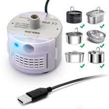 Reservepumpe til kattevandfontæne i rustfrit stål, lavspændings DC5V nedsænkbar motor med USB-kabel for ultra-støjsvag drift, IP68-vandtæthed