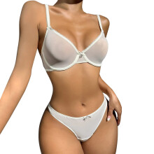 Sexy Lingerie Women's Lace Push Up Bra and Briefs White S
