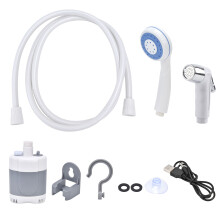 Multiple-uses Shower Pump for Gentle Water Pressure & Portable Electric Shower, Travel Shower with Filtration for GrayWhite