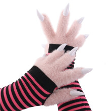 Katzenpfoten-Handschuh mit Kralle, Tierpfoten-Handschuh,-Rosa
