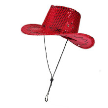 Freundliche Cowboyhüte aus Polyester mit Pailletten,-Rot