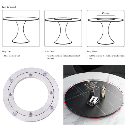 rotating tray Turntable Stand, 360Degree Rotating, for Kitchen, Dining Table, Silver 1