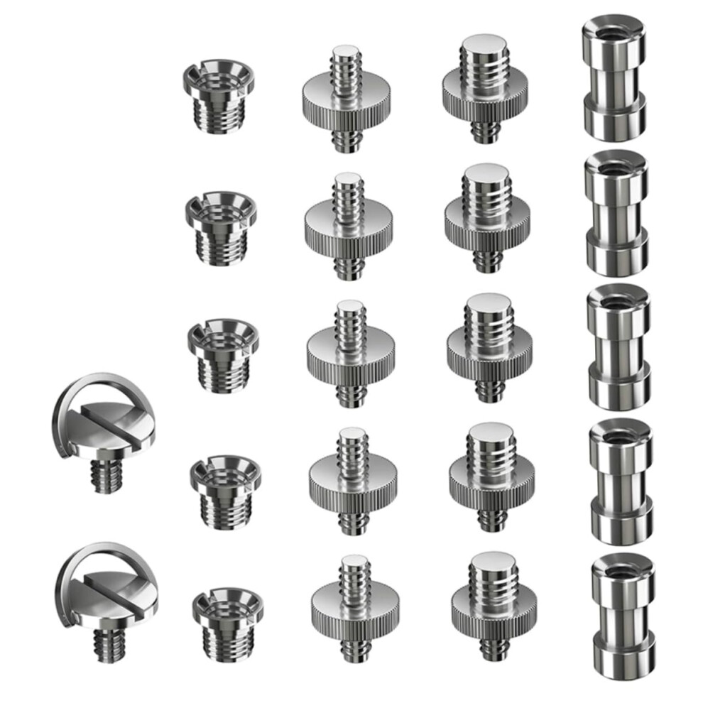 22Piece Camera Mounting Screw Set Metal Tripod Screw Adapter 1/4 To 3/8 Thread Ideal For Camera Arm Bracket 9365049789516