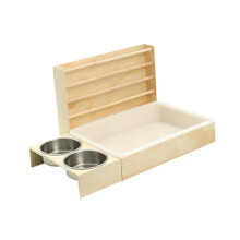 3in1 Rabbit Hay Feeder, Wooden Hay Holder For Rabbits, Guinea Pigs, Chinchillas, Hamsters With Bowl, Tray, Fence