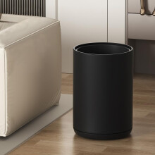 8L/2.1GAL Small Trash Can, Large Open DoubleBarrel, Black Plastic, For Bedroom, Children's Room, RV, Laundry Room