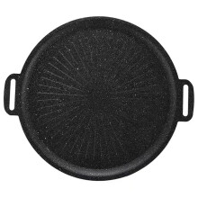 30cm NonStick Grill Pan Outdoor BBQ Portable Grilling Tray HeavyDuty Stoneware Handle Camping and Home Use