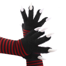 Fausses fourrures animaux renards pattes mitaines-rouge noir