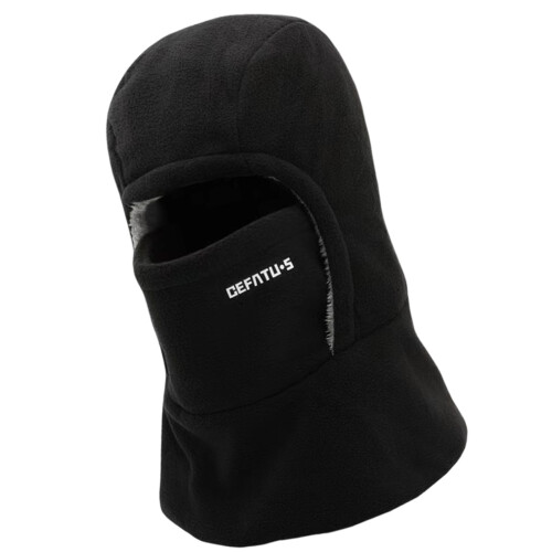 Dicker, warmer Kopfbedeckungshut, mit Fleece-Schwarz