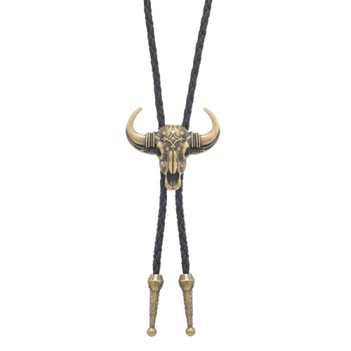 Collier de cravate Bolo de Cowboy occidental-argent antique