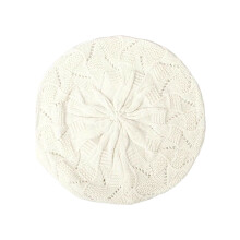 Béret élastique ajouré extensible pour femme, chapeau de-Blanc
