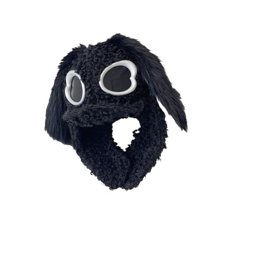 Hasenohren-Plüsch-Trapper-Mütze, warme-schwarzes Leifeng-Silber