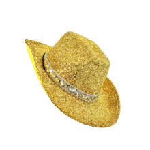 Glitzernde Puder-Cowboyhüte, bequemer Hut mit Rollkrempe-Gold