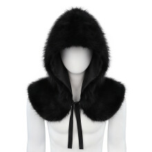 Hooded Faux Plush Capelet Shawl for Men Role Play-Black