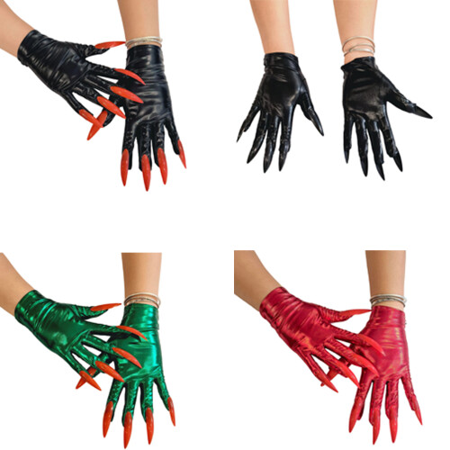 Gants de spectacles de danse à la mode, en- bras rouge noir 2