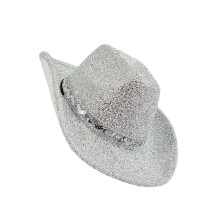 Stilvoller Glitzerpuder-Westernhut für Erwachsene,-Silber