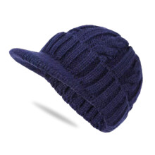 Herren-Wintermütze mit Zopfmuster und Fleece-Futter-Marineblau
