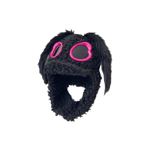 Hasenohren-Plüsch-Trapper-Mütze mit-schwarz leifeng rosa g