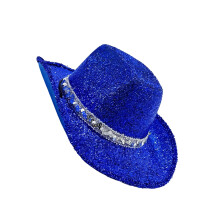 Moderner, schimmernder Glitzer-Partyhut mit Rollkrempe,-Blau
